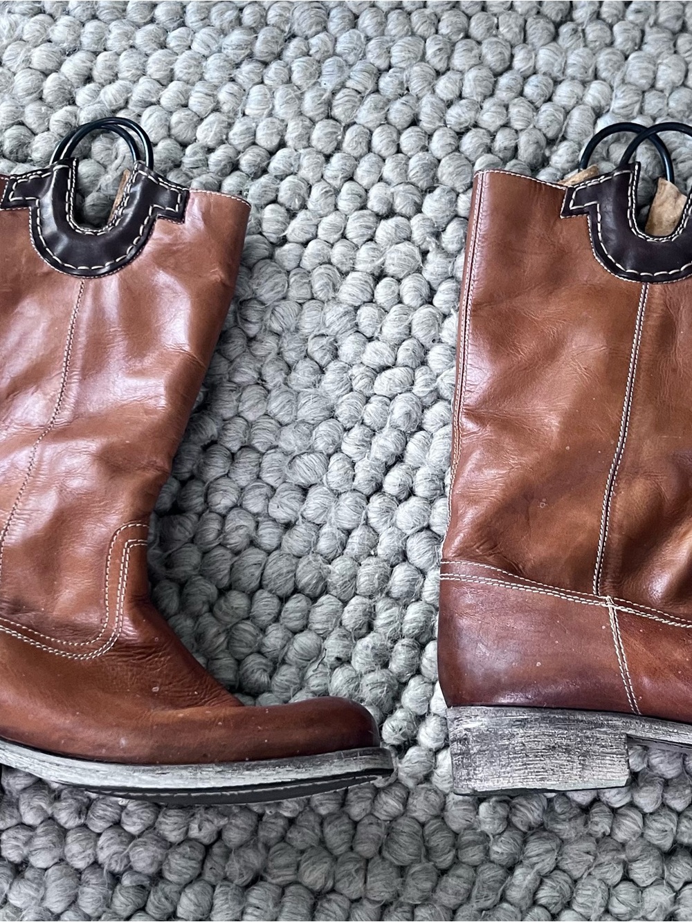 True Religion Brown Leather Western Pull-On Boots